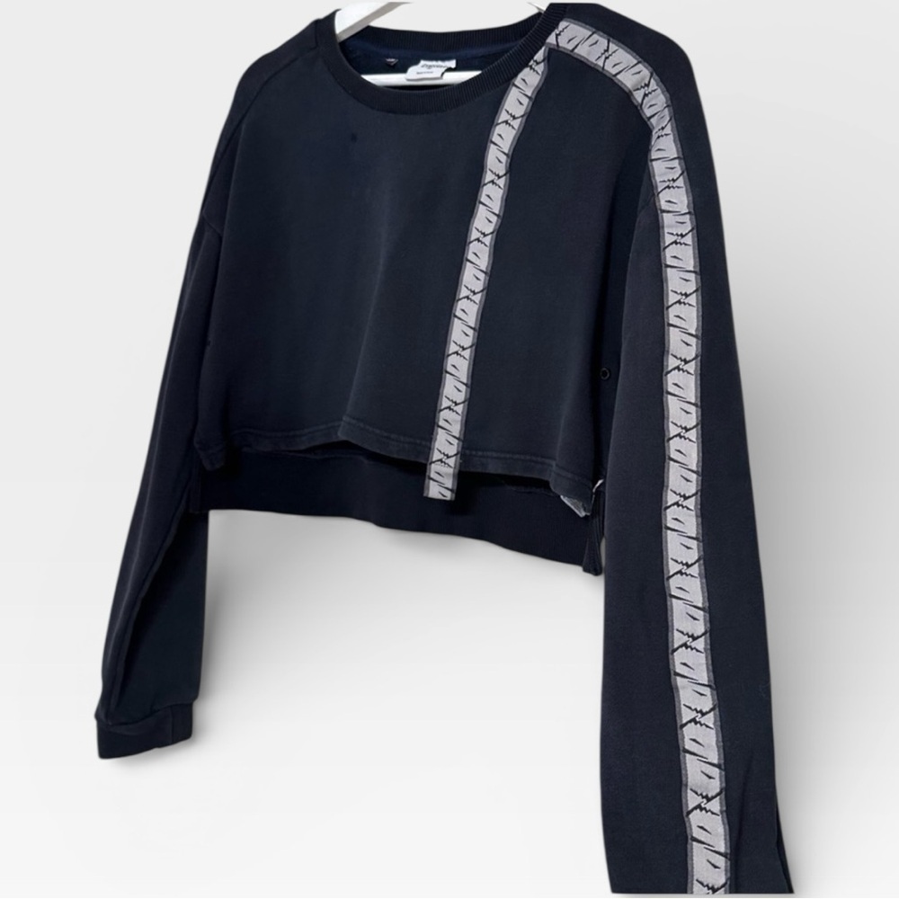 Gymshark Crop Pullover Schwarz 24/7 Cropped Black Crewneck Medium